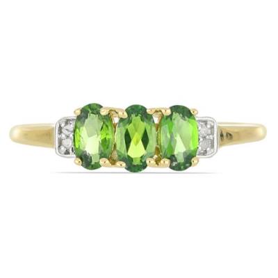 BUY NATURAL CHROME DIOPSIDE GEMSTONE GOLD PLATED RING IN 925 SILVER